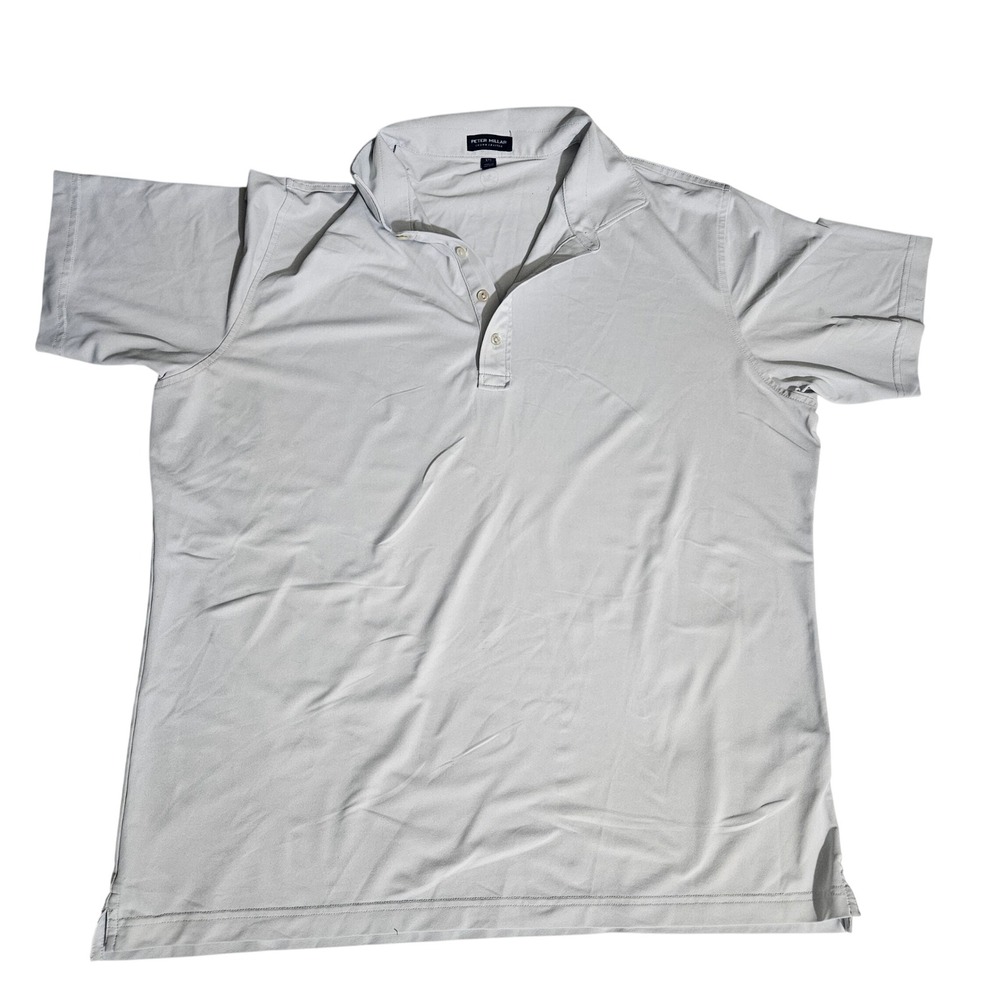 Peter Millar Crown Crafted Polo Shirt Mens XXL Light Gray Short Sleeve Golf Top
